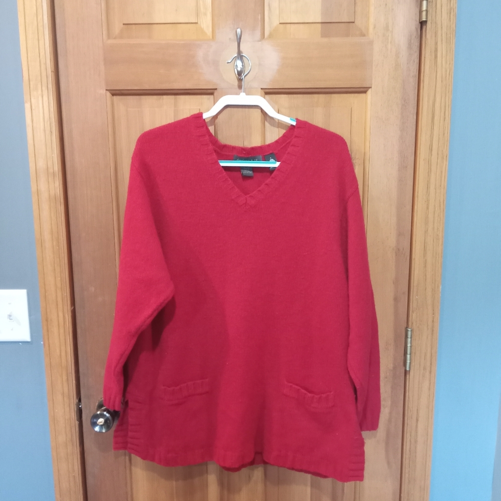 Designs & Co. Lane Bryant 100% wool red pullover sweater size 22/24